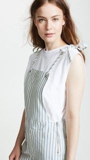 Madewell Denim Tie Strap Short Overalls