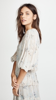 Rebecca Taylor Long Sleeve Faded Floral Dress