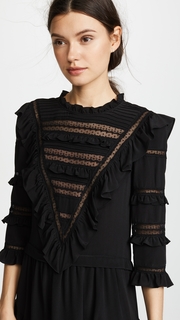 Rebecca Taylor Long Sleeve Silk &amp; Lace Dress