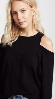 MONROW Off Shoulder Double Layer Sweatshirt