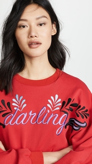 Cynthia Rowley Bedford Embroidered Tie Sleeve Sweatshirt