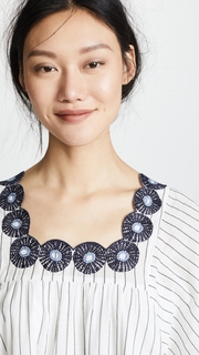 Madewell Striped Dress with Embroidered Medallions