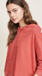 Three Dots Sueded Slub Cropped Hoodie