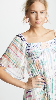 Vilshenko Yasmin Stripe Floral Silk Dress
