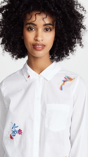 SUNDRY Ditzy Floral Tie Front Shirt