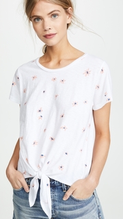 SUNDRY Daisies Tie Front Tee