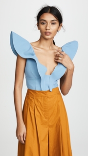 Vika Gazinskaya Sleeveless Decollete Crop Top