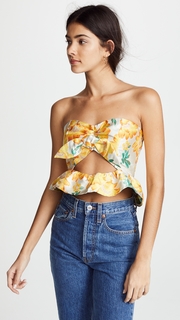 endless rose Floral Brocade Sweetheart Neck Top