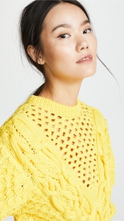 Prabal Gurung Claire V Neck Panel Knit Top