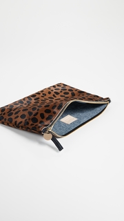 Clare V. Leopard Flat Haircalf Clutch
