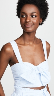 Jonathan Simkhai Striped Cotton Tie Bra Top