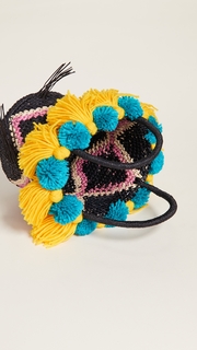 Sensi Studio Small Tote Bag with Pom Poms