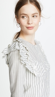 Rebecca Taylor Long Sleeve Stripe Eyelet Top