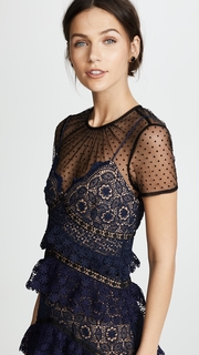 Self Portrait Lace Paneled Maxi Dress