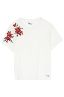 Белая футболка с вышивкой Pepe Jeans London
