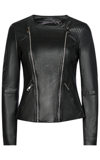 Черная куртка из натуральной кожи La Reine Blanche