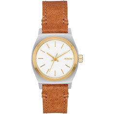 Кварцевые часы женские Nixon Small Time Teller Leather Silver/Gold/White