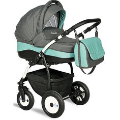 Коляска 2 в 1 Indigo Camila, графит/бирюзовый