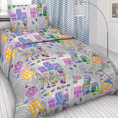 Детское постельное белье 1,5 сп Letto, Робогород, серый