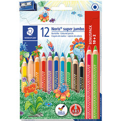 Набор цветных карандашей Staedtler «Noris Club Super Jumbo», 12 цветов + точилка