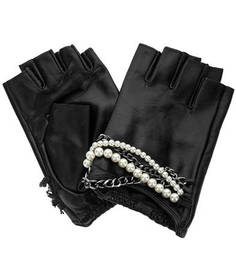 Кожаные митенки с декоративной отделкой Karl Lagerfeld