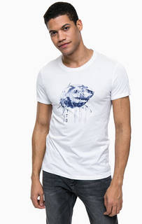 Белая хлопковая футболка с принтом Tom Tailor Denim