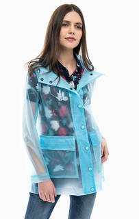 Плащ голубого цвета с капюшоном United Colors of Benetton