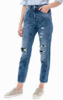 Рваные синие джинсы с кружевными заплатами Gas