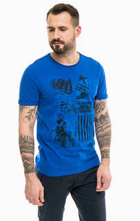 Синяя хлопковая футболка с короткими рукавами Gaudi