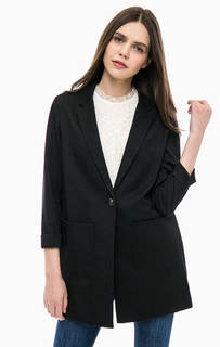 Легкое черное пальто с двумя карманами United Colors of Benetton