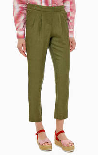 Льняные брюки цвета хаки Tom Tailor