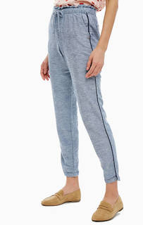 Синие хлопковые брюки с поясом Tom Tailor Denim