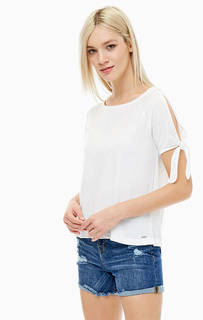 Трикотажная футболка с завязками на рукавах Tom Tailor Denim