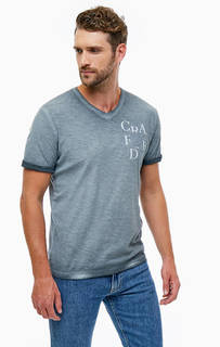 Серая хлопковая футболка с принтом Tom Tailor