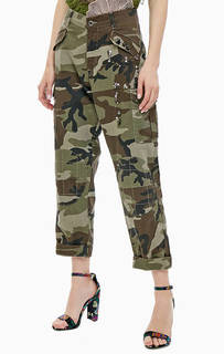 Зауженные брюки в стиле милитари с накладными карманами Pinko