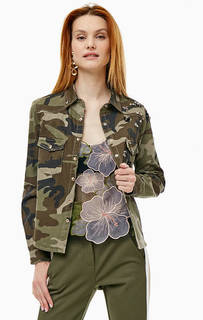 Хлопковая рубашка с камуфляжным принтом Pinko