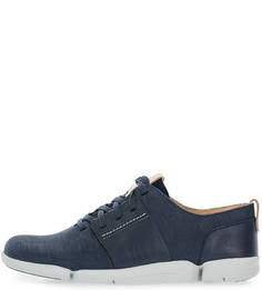 Синие кожаные кроссовки Clarks