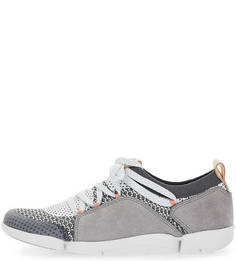 Серые летние кроссовки из замши и текстиля Clarks