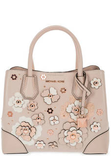 Кожаная сумка с короткими ручками и нашивками Michael Michael Kors