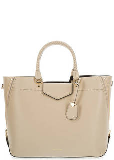 Вместительная кожаная сумка с молниями по бокам Michael Michael Kors