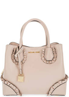 Розовая кожаная сумка с короткими ручками Michael Michael Kors