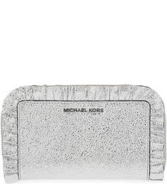 Серебристый кожаный кошелек с отделением для телефона Michael Michael Kors