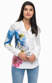 Белая блуза с принтом Desigual