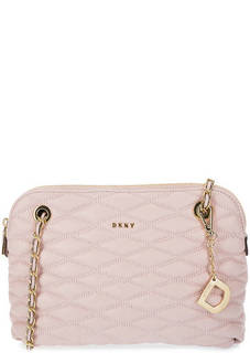 Розовая стеганая сумка из натуральной кожи Dkny