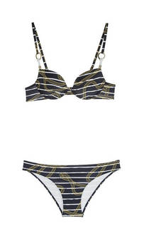 Купальник в полоску с металлическими элементами EA7