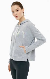 Серая хлопковая толстовка на молнии Dkny