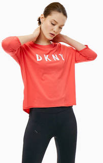 Футболка кораллового цвета с рукавами три четверти Dkny