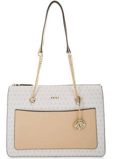 Сумка молочного цвета с монограммой бренда Dkny