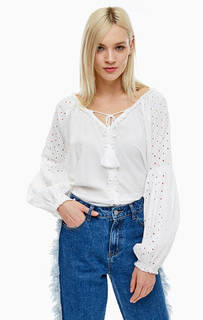 Белая хлопковая блуза оверсайз Glamorous