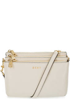 Маленькая кожаная сумка с тремя отделами Dkny